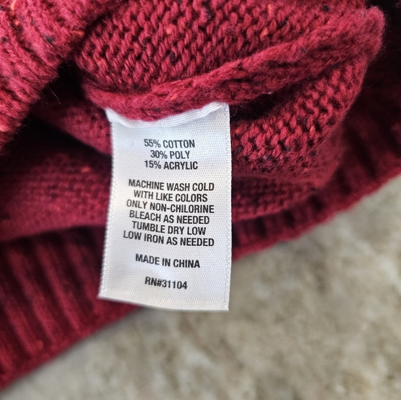 Crown & Ivy Womens Red Speckled Knit Sweater Long Sleeve Crew Neck Acrylic Med - Picture 6 of 10